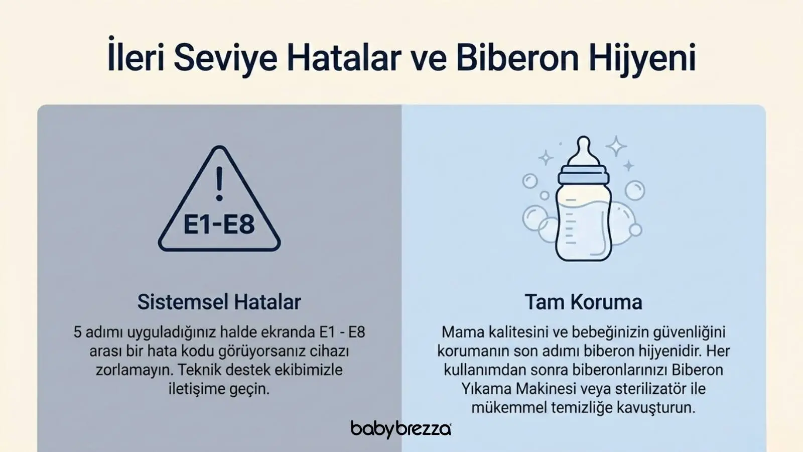 Formula Pro hata kodları ve biberon hijyeni - Baby Brezza